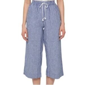 Beach Lunch Lounge‎ Margot Cerulean Stripe Linen Cotton Blend Cropped Pants Sz S